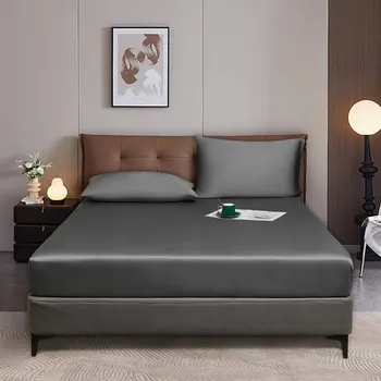 Prostěradlo Prostěradlo s Gumou 160x200x30 cm Hladké Prodyšné Elegantní Šedé