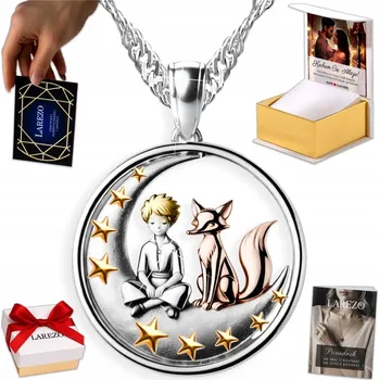 Náhrdelník Náhrdelník Chlapeček s Liškou, Půlměsíc s Hvězdičkami, POTISK STŘÍBRO 925