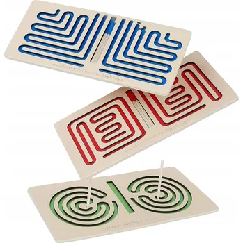 Dřevěná hračka 3 Montessori Manipulační Tabule Trénink Pravé a Levé Hemisféry Mozku