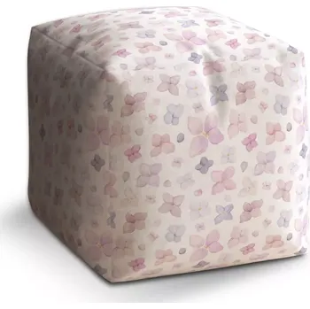 Taburet Sablio Taburet Cube Malé fialové květy: 40x40x40 cm