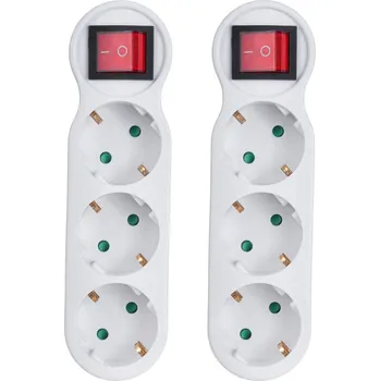 Elektrická zásuvka 2x zásuvka Maclean, trojitá, s vypínačem a uzemněním, 16A, německá verze, MCE216