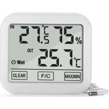 Meteostanice Meteostanice s venkovní sondou, délka kabelu 1,5 m, baterie 2xAA, GreenBlue GB381