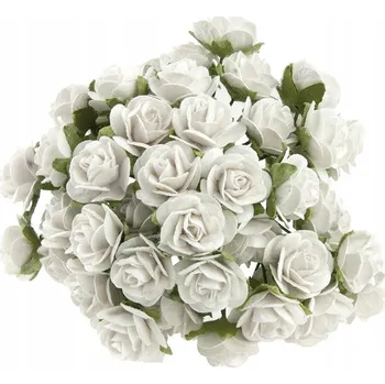 umělá květina Papírové květy růžičky bílé 10 mm 50 ks