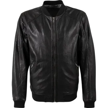 Pánská casual bunda Černá pánská kožená bunda MMGixon s úplety Velikost 62