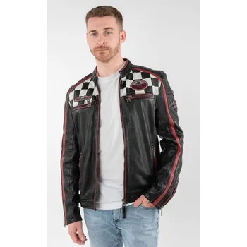 Pánská casual bunda Pánská černá kožená biker bunda MMFynn SF Velikost M