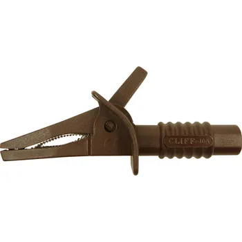 Krokosvorka Cliff FCR7944 bezpečnostní krokosvorka, konektor 4 mm, CAT II 1000 V, CAT III 600 V, hnědá