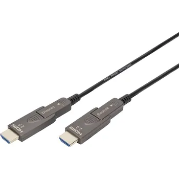 Audio kabel Digitus HDMI kabel Zástrčka HDMI-A 20 m černá AK-330127-200-S 4K UHD, třížilový stíněný, flexibilní provedení, kompletní stínění, stíněný, bez halogenů,