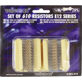 Rezistor Whadda K/RES-E12 K/RES-E12 sada uhlíkových rezistorů axiální 0.25 W 5 procent 1 sada
