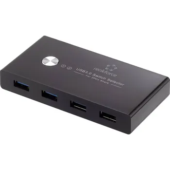 USB hub Renkforce RF-SHB-200 4 porty USB 3.0 přepínač plus hub černá