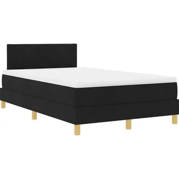 Postel Černá pružinová postel s nastavitelným čelem a LED osvětlením 203x120x88 cm