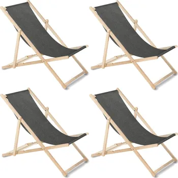 Zahradní lehátko GreenBlue GB183M melanžové černé bukové klasické lehátko, 4 kusy