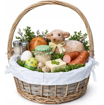 VELIKONOČNÍ PLETENÝ KOŠÍK DEKORATIVNÍ KOŠÍČEK NA SVĚCENÍ ŠEDÝ 30CM