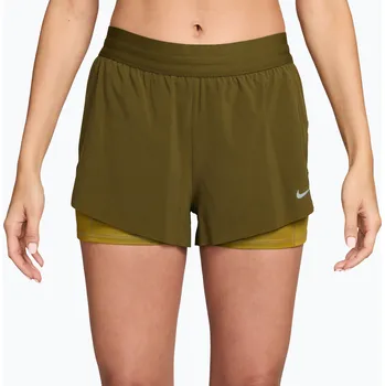Dámské kraťasy Dámské běžecké šortky Nike Swift Mid-Rise 2in1 Olive Flak/Peat Moss