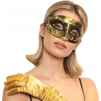 Karnevalová maska Karnevalová maska zlatá, starožitný vzhled, 17x8 cm