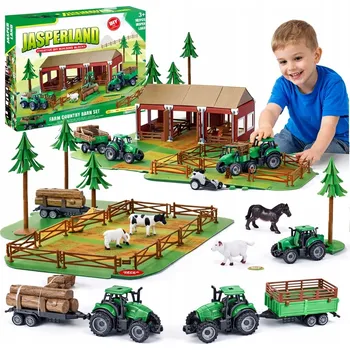 ostatní stavebnice MEGA SADA XXL 102 DÍLŮ. FARMA SE ZVÍŘATY, TRAKTORY S PŘÍVĚSEM, STÁJ