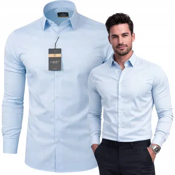 Pánská košile Koszula męska LAVIER Koszula męska úzká bavlna s dlouhým rukávem, velikost L