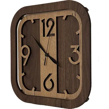 Hodiny Li-Go Dřevěné hodiny nástěnné "Čtverec" ořech/dub 31 cm