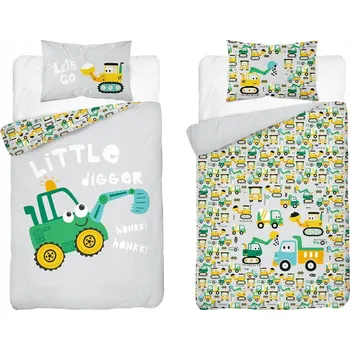 Povlečení Dětské povlečení 2 dílné bambusové 120x90 Bagr Zelená Detexpol 3956 A