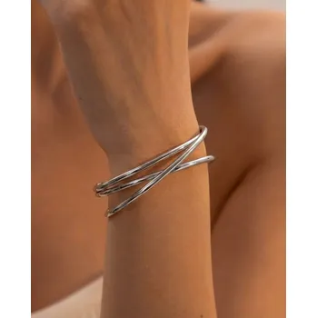 Náramek B-TOP Nadčasový geometrický náramek z nerezové oceli s otevřeným profilem