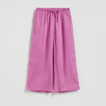 Dámské kalhoty Reserved - Lněné kalhoty s vázáním - orchidejová - 846IR-40X - 846IR-40X-M