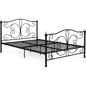 Postel Kovový rám dvoulůžkové postele Romantic 140x200 černý