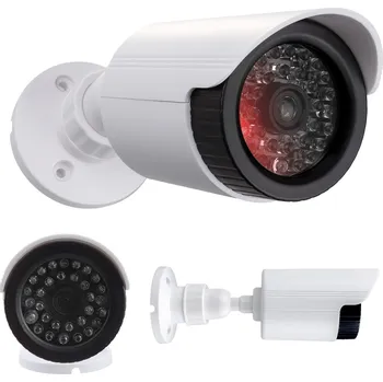 Atrapa kamery Atrapa kamery tubowej, diody IR LED, biała, zasilanie 2xAA (brak w zestawie), ABS, IR1800 W