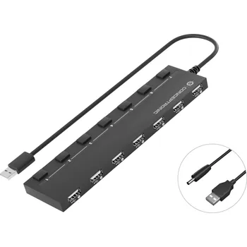 USB hub Conceptronic HUBBIES08B USB Hub 7 portů USB-A USB 2.0 480 MBit/s černá HUBBIES 7-Port-USB-2.0-Hub