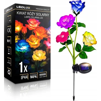 Venkovní osvětlení Solární lampa LED lampa do zahrady zapichovací KVĚT RŮŽE BAREVNÉ Růže LEDLUX