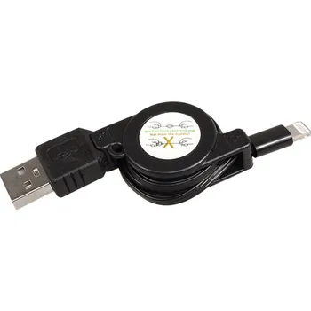 Datový kabel USB kabel bleskově zatahovací 8P černý Maclean MCTV-731