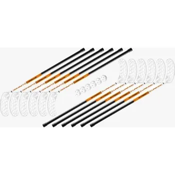 Florbalová hůl Unihoc sada holí Street 35 (12 holí + 6 míčků) 75 cm - oranžová/bílá - oboustr. + DÁREK + Doprava ZDARMA