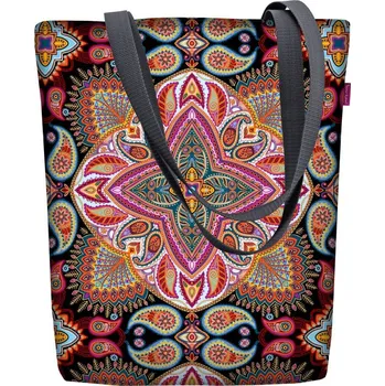 Plátěná taška přes rameno, zip, rozměry 36 x 40 cm, potisk Polka