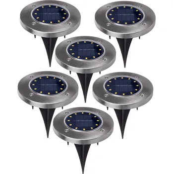 Venkovní osvětlení 6x solární zemní LED lampa Maclean IP44, 12 LED SMD, 4000K, Ni-MH 600 mAh, 0,7W, MCE318