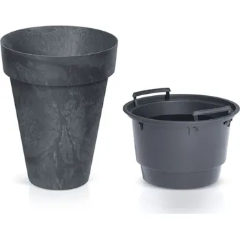 Květináč Kulatý květináč s vložkou Cube Slim Concrete Effect DCUS355E-S433 - antracitová barva