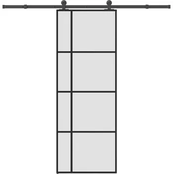 Interiérové dveře VidaXL Posuvné dveře s kováním, sklo a hliník, 76x205 cm