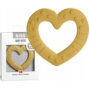 Hračka pro kojence BIBS BABY BITIE HEART MUSTARD KOUSÁTKO PRO MIMINKA