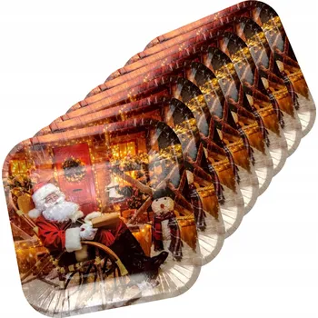 Party nádobí VÁNOČNÍ TALÍŘKY Papírové Mikuláš 22x22cm Sada 8 kusů Vánoce