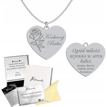 Náhrdelník Stříbrný Náhrdelník Srdce pro Babičku Milované Babičce Jména 925 GRAVÍROVÁNÍ DÁREK