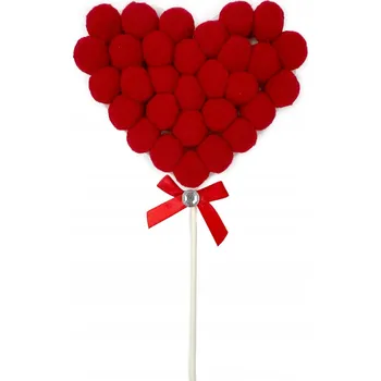 Jedlá dekorace na dort Zápich do dortu ve tvaru srdce s Bambule a mašlí k Valentýnu