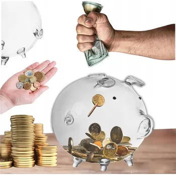 Pokladnička Skleněné prasátko pokladnička Krosno průhledné hladké k rozbití 14 cm