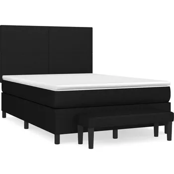 Postel Kontinentální postel černá s matrací 140x190 cm a lavicí 100x30x30 cm