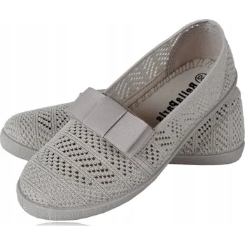 Dámské tenisky Šedé prolamované KRAJKOVÉ tenisky s mašle, velikost 30