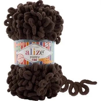 Alize příze Puffy Fine 26 temně hnědá