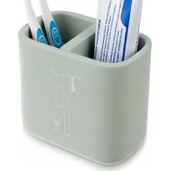 Držák na kartáček Zelený koupelnový kelímek / rozdělený organizér na kartáčky a pastu