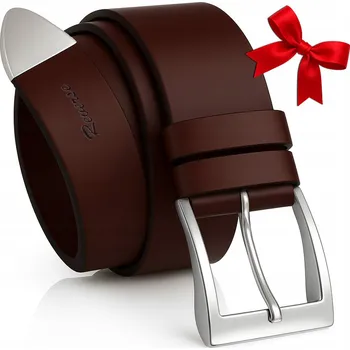 Opasek Široký kožený pánský Pásek Reverse ke kalhotám + KRABIČKA Hnědý 105 cm