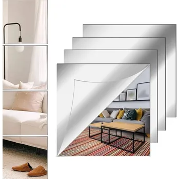 Zrcadlo ZRCADLO FÓLIE SAMOLEPICÍ NA ZEĎ, NA NÁBYTEK, SAMOLEPICÍ 30x30CM 4 KS