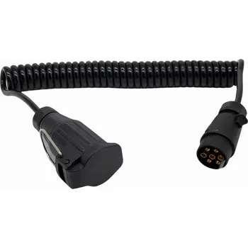 Elektrická zásuvka Spirálový kabel redukce 7žilový zástrčka 12V 7pin plast + zásuvka 13pin 4,0m
