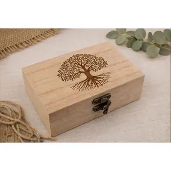 Dřevěná krabička na dárky se stromem života Velikost: 12,5x7x5cm