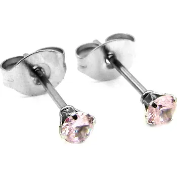 Náušnice RajSperku Náušnice z Chirurgické oceli s kamínkem 0,3 cm růžové NS260136 dárkové balení zdarma