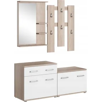 Botník Sada LARA: botník + věšák Dub Sonoma / Bílá, moderní