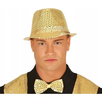 Klobouk Gangsterský klobouk zdobený flitry, zlatý